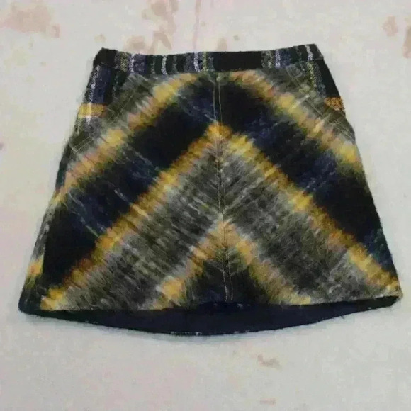URBAN OUTFITTERS UO Y2K Wool Fitted Mini Skirt Yellow & Black Plaid Zip Women XS - Picture 3 of 11